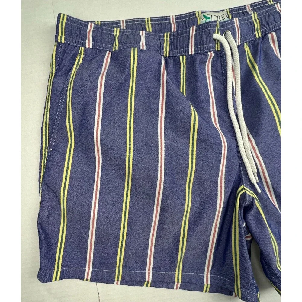 J.CREW Original Swimwear Swim Trunks Mens XXL Blue Striped Mesh Lined Beach 6